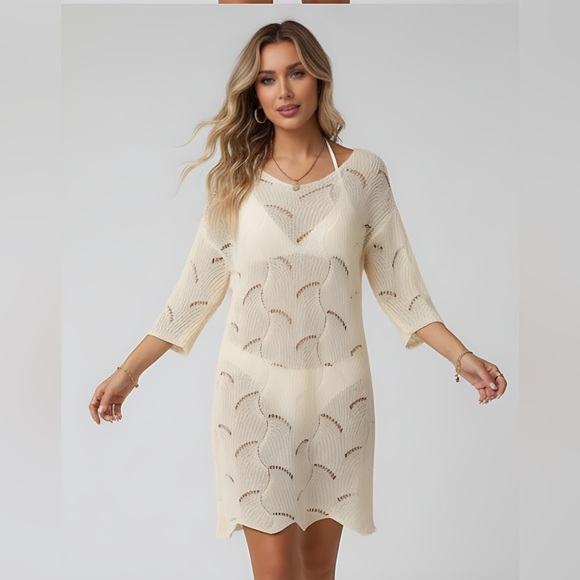 Hollow Knitted Bathing Suit Cover Up - Picture 4 of 8